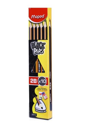 Maped Black Peps 2Bx10 NRT With Eraser